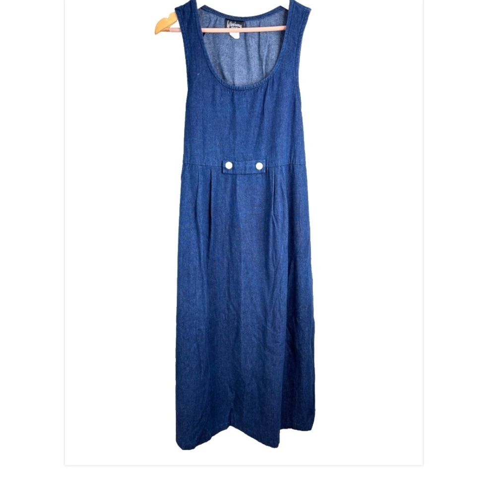 VTG 90s Denim Jumper Dress 12 Whirlaway Frocks Modest Prairie Granny Cottage